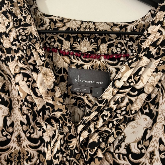 By Anthropologie Tie Blouse Silk Paisley - Picture 6 of 7